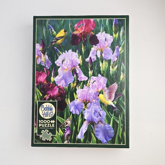 Cobble Hill Spring Glory 1000 Piece Jigsaw Puzzle Iris Goldfinch Random Cut - Picture 1 of 4